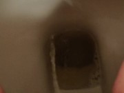 Rubbing pissing hairy pussy on the toilet after 3 hour hold