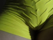 My dancing pussy mound in my gym shorts for teasing a tight pussy cameltoe