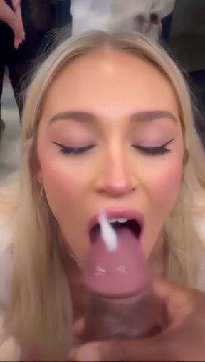 facial, a young, blonde Caucasian woman with, video created by AI