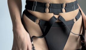 Sexy black lingerie worship