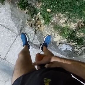 Drkam kurac, covek prolazi (risky street jerking, no cum)