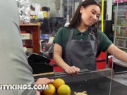 Reality Kings - JMac Fucks Petite Kimmy Kimm Behind The Supermarket Counter As She Keeps Working