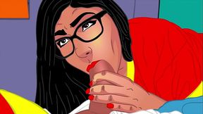 Mia Khalifa'_s perfect bubble booty cartoon parody blowjobs and wet ass pussy - full vid in Red