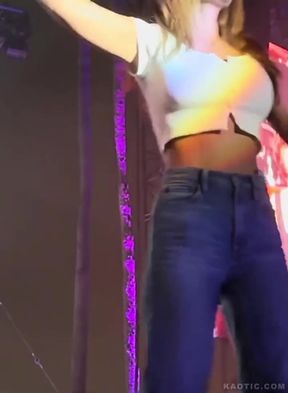 Big-titted teen shows off her stuff in public