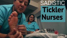 Sadistic tickler nurses 1 - Two crazy nurses experiment bizarre tickling techniques on a completely helpless patient in bondage