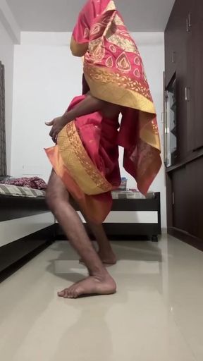 Wear saree and do mastrubation