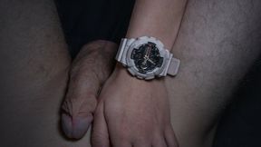 Wrist Watch Handjob with white G Shock