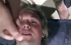 Fucking the twink's mouth and cumming on his face