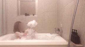 mixed bathing in a bubble bath