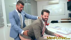 Suited hunk Dani Robles has his tight hairy ass rimmed hard