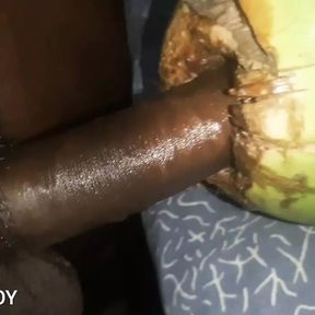 SoloTeenboy fucks a COCONUT HOLE this time