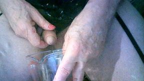 Dirty dogging slag Sarah smokes, wanks, drinks fat old dogger'_s cum, and own piss