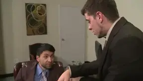 Kneeling at his Desk