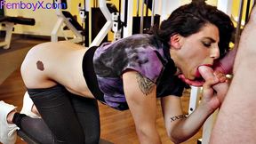 Sportive femboi ravaged at the gym