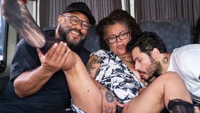 chubby granny threesome fucked in a moving van