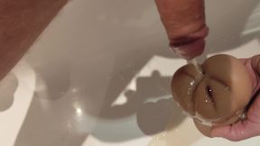 Squirting and pissing on toypussy