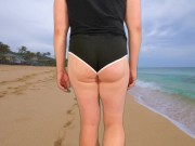 Bubble butt crossdresser public walk in tight hot pants