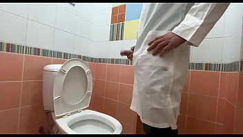 Real Russian DOCTOR during quarantine MASTURBATES in the hospital toilet