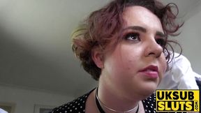 Curvy UK babe gets slapped and rides massive dick passionately