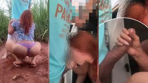 peao da fazenda arrastou a ruiva casada para o meio do mato e comeu a cavala ate gozar