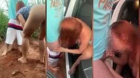 peao da fazenda arrastou a ruiva casada para o meio do mato e comeu a cavala ate gozar