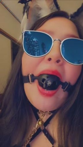 Slave Drooling All Over Herself with a Ball Gag (BDSM)