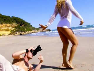 Ginger photo shoot on the beach, that babe got so slutty this babe wanted to be drilled