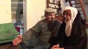 Old man fucks the hell out of a nun