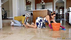 E-Girl Gets D'd While MILF Jerks & Cleans