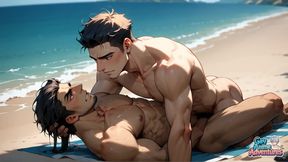 Sweat-drenched Hunks of Muscle Indulge in a Scorching Fuck-a-thon on the Beach, Basking in the Cum-soaked Sun!