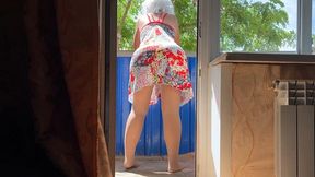 Hard dick&#x1F346; deep in mature milf's anus on the balcony