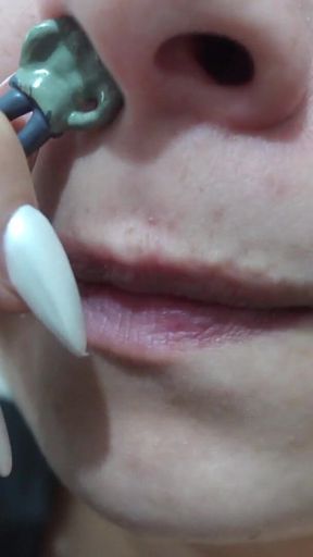 My Giantess Stepsister Puts Tiny Stepbrother in Her Nose as Punishment and Plays with Him