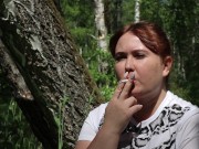 Smoking in the park mature bbw milf