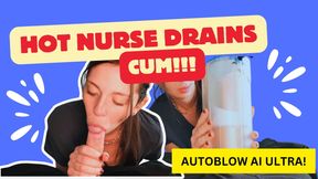 Horny nurse uses Autoblow Ultra to MILK OUT knob