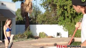 Delicious teen spoiled brats Kinsley Eden get disciplined