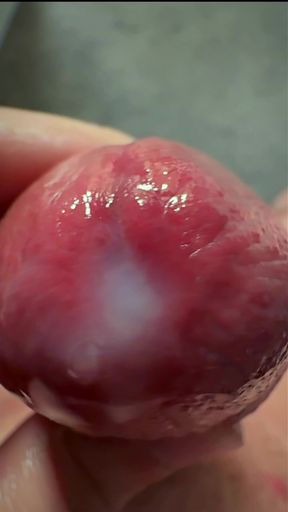 Macro Cum Shot. Ultra Close-up Ejaculation