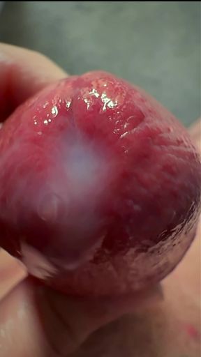 Macro Cum Shot. Ultra Close-up Ejaculation