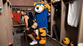 Mascot fucking with two hunks