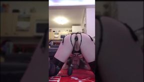 Post op British Essex slut takes 8 inch pump dildo up her tight ass
