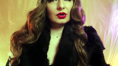 Curvy mistress Arya Grander dominates in leather gloves and fur coat with ASMR whispers