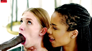 "Threesome Fun! Two Babes Share One Big Black Dick"
