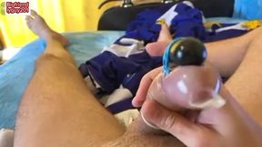 hot guy moaning to an intense hands free orgasm with vibrator on cock