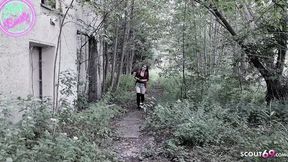 German nerdy girl seduced and fucked hard on a hiking trail