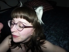 Hot blowjob from a brunette in POV