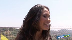 Asian babe with car troubles gets help and fucks a big white cock