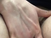 Showing Off Wet FTM Pussy in Men's Bathroom at Work