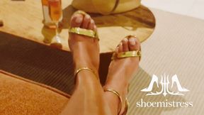 Goddess & The Shoe Pervert - Caught Staring at My $750 Gold Heels… Now You’re Beneath Them