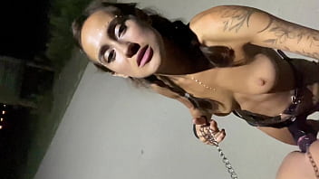 Teen Girl fucks a Teen Guy Public outdoors with a big Strap-on Dildo, femdom pegging, BDSM