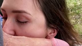 Amateur brunette teen sucks dick POV
