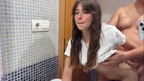 Intimate Encounter: Stepfather's Surprise in the Bathroom While Friends Gather in the Living Room - Featuring MiniAlejandra